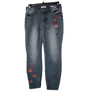 Vintage America Blues Boho Ankle Skinny Floral Jeans Sz 6